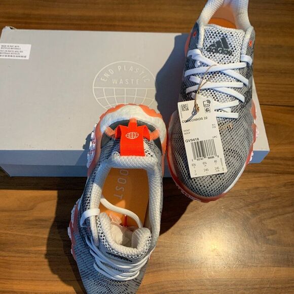 Adidas Codechaos golf shoe, NWT, mens' sz 7, women's 9, never worn, orange grey, - Picture 2 of 11